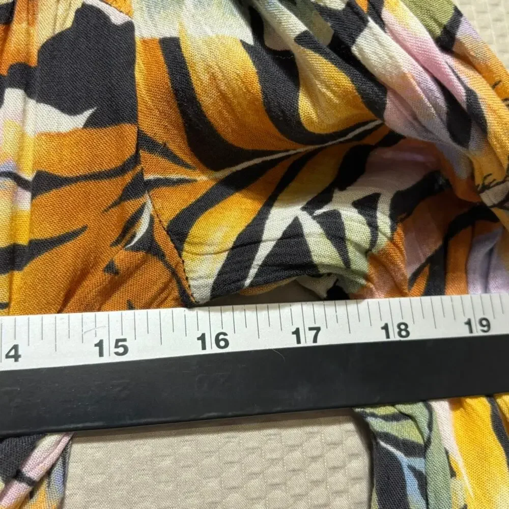 Billabong Tropical Palm Leaf Wrap Mini Dress Size Small Long Sleeve Tie Front - Picture 6 of 9